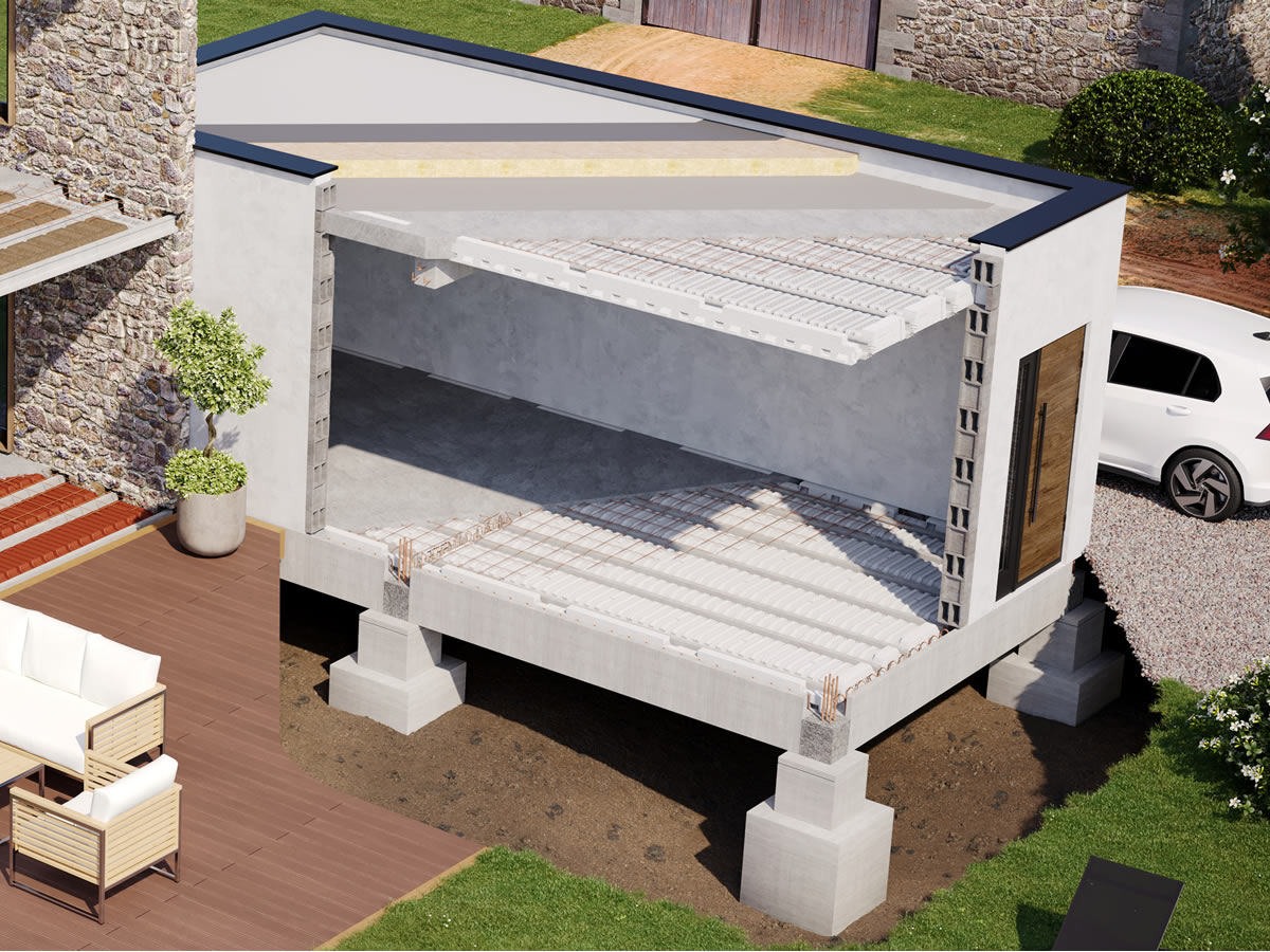 Projet d'extension de maison avec les solutions béton KP1