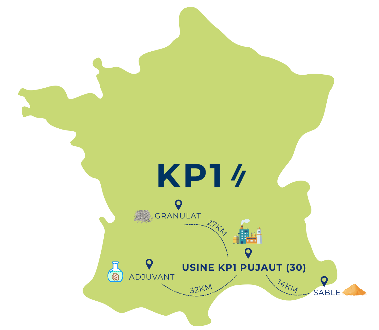 carte fournisseurs usine de Pujaut KP1