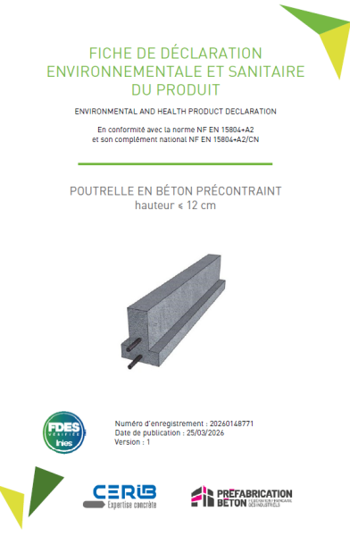 FDES Poutrelle en béton précontraint - hauteur <12 cm