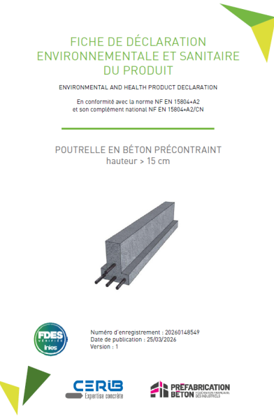 FDES Poutrelle en béton précontraint (hauteur > 15 cm)