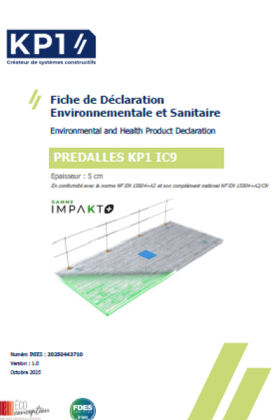 Prédalle précontrainte IC9 - Gamme Impakt+ KP1