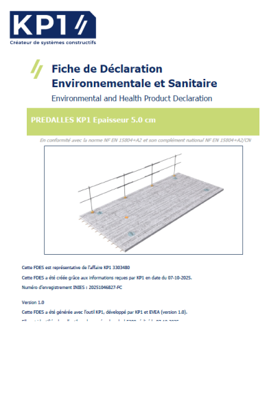 Prédalle précontrainte IC17 - Gamme Standard KP1