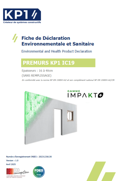 FDES Prémur béton IC19 - Gamme IMPAKT+ KP1
