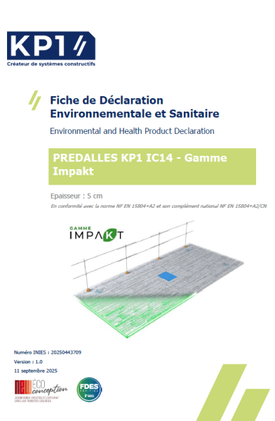 FDES Prédalle précontrainte IC14 - Gamme IMPAKT bas carbone KP1