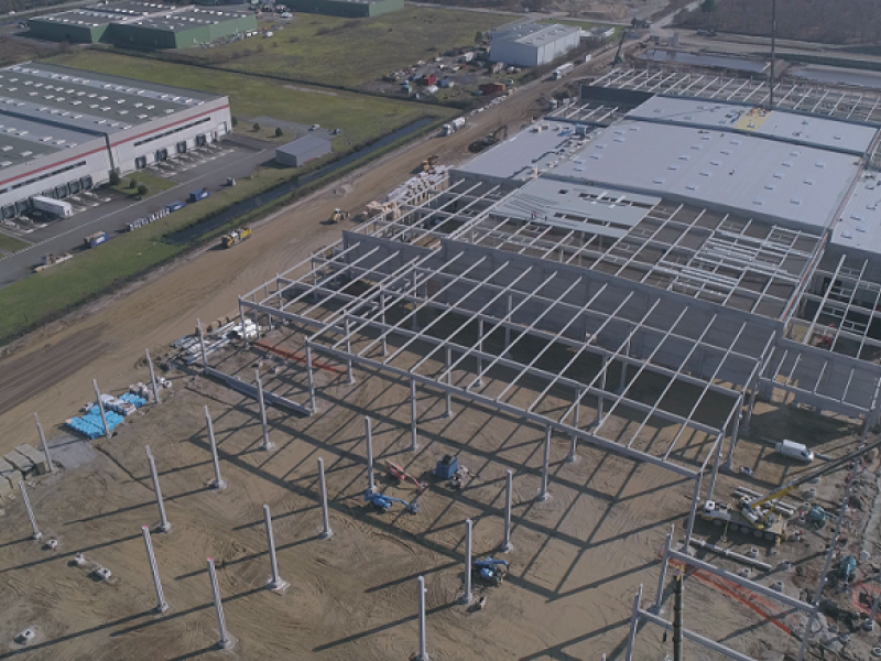 Construction du centre commercial Lidl à Cestas