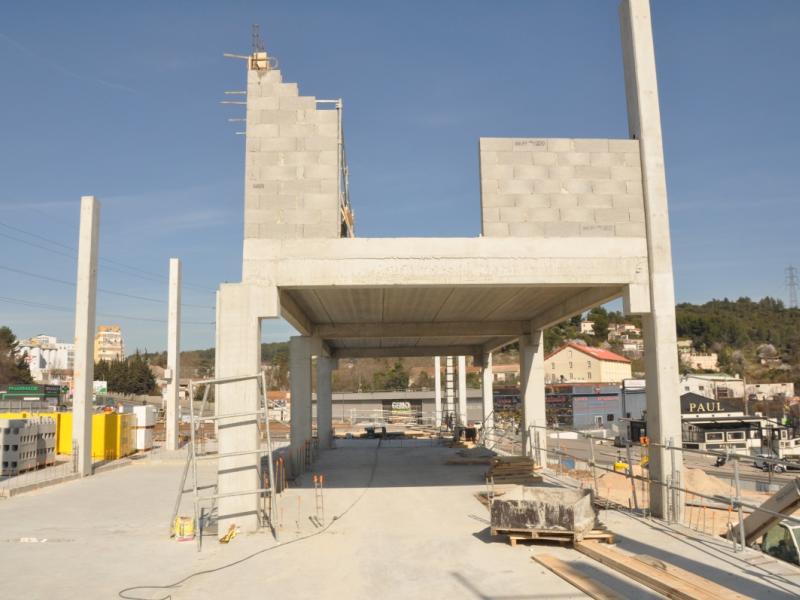 Construction du bâtiment Lidl - La Valentine à Marseille